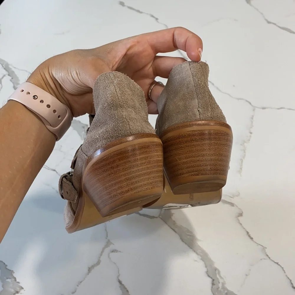 Rebecca Minkoff Tan Suede Buckled Low Booties 7